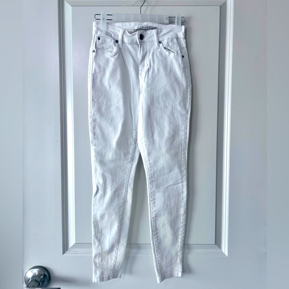 Celebrity Pink Mid-Rise Ankle White Skinny Jeans